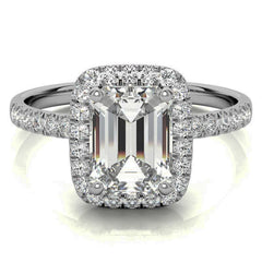 Classic Radiant/Emerald Halo Moissanite Engagement Ring