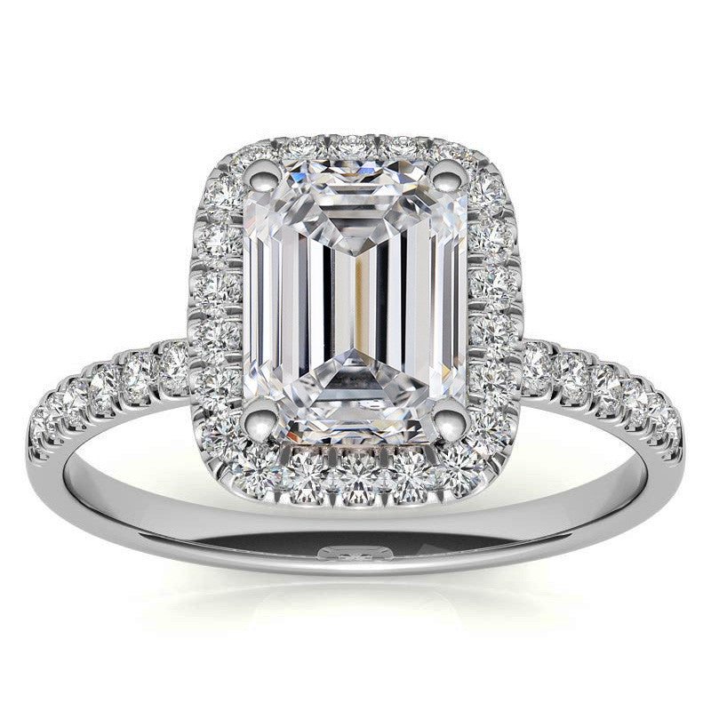Classic Radiant/Emerald Halo Moissanite Engagement Ring