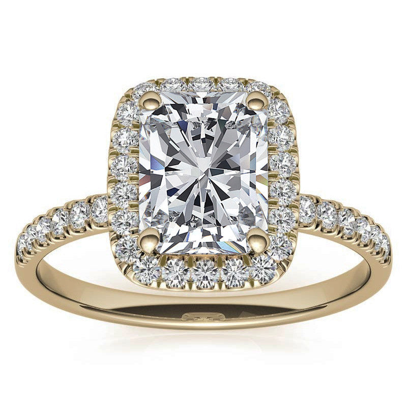 Classic Radiant/Emerald Halo Moissanite Engagement Ring