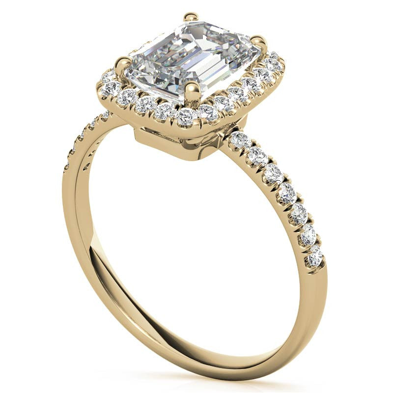 Classic Radiant/Emerald Halo Moissanite Engagement Ring