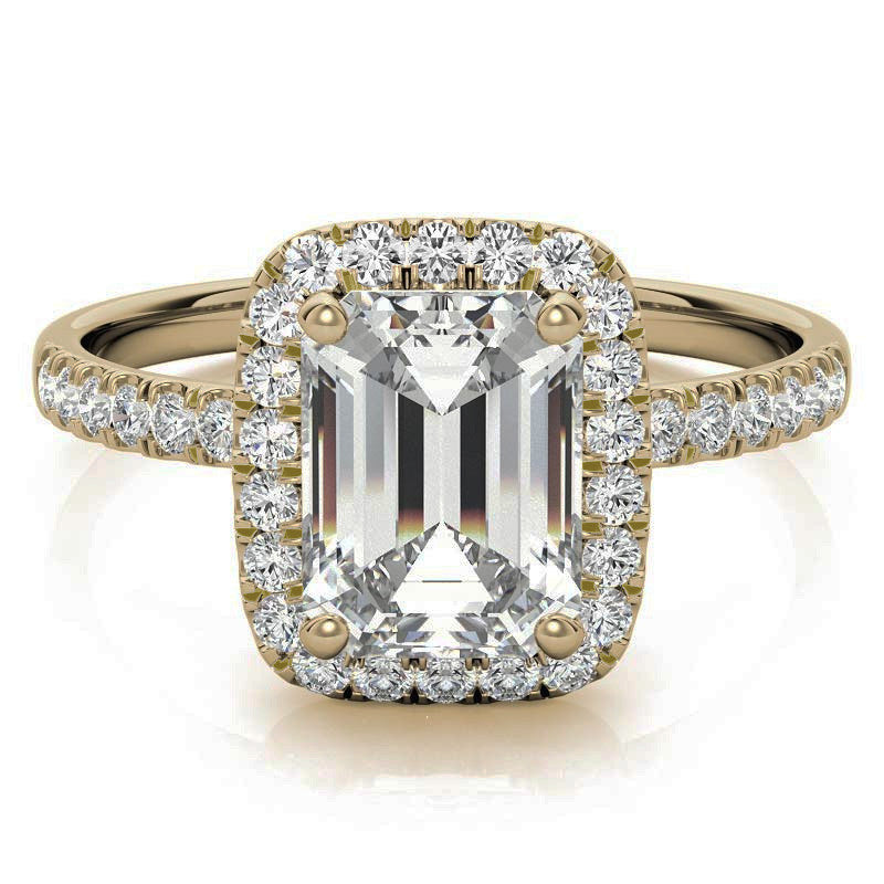 Classic Radiant/Emerald Halo Moissanite Engagement Ring