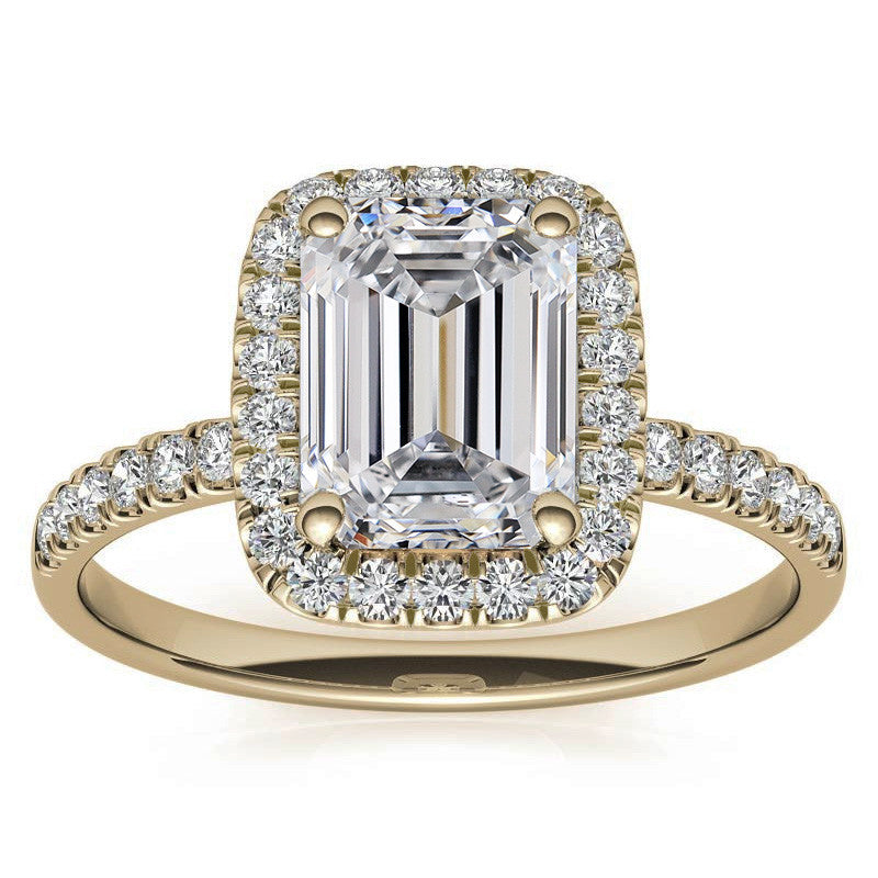 Classic Radiant/Emerald Halo Moissanite Engagement Ring