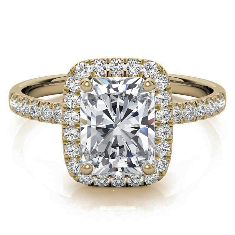 Classic Radiant/Emerald Halo Moissanite Engagement Ring