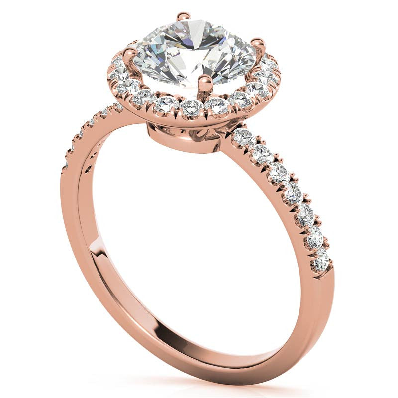 Classic Round Halo Moissanite Engagement Ring