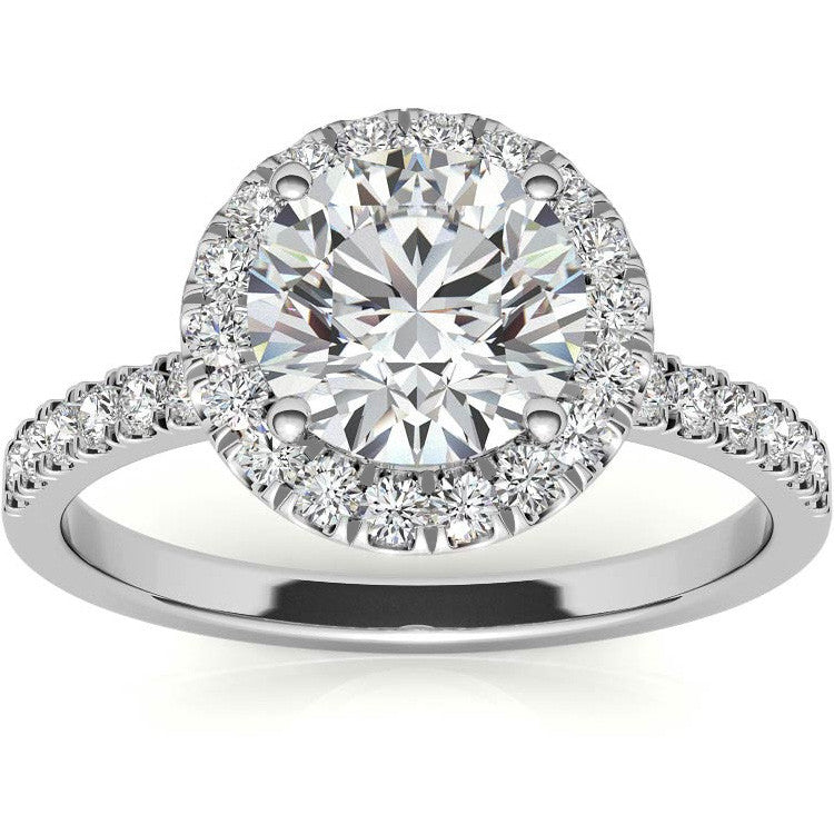 Classic Round Halo Moissanite Engagement Ring
