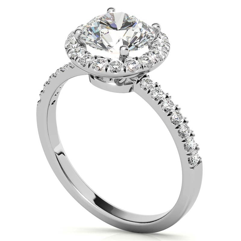Classic Round Halo Moissanite Engagement Ring