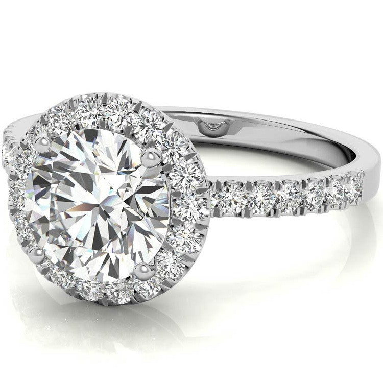 Classic Round Halo Moissanite Engagement Ring
