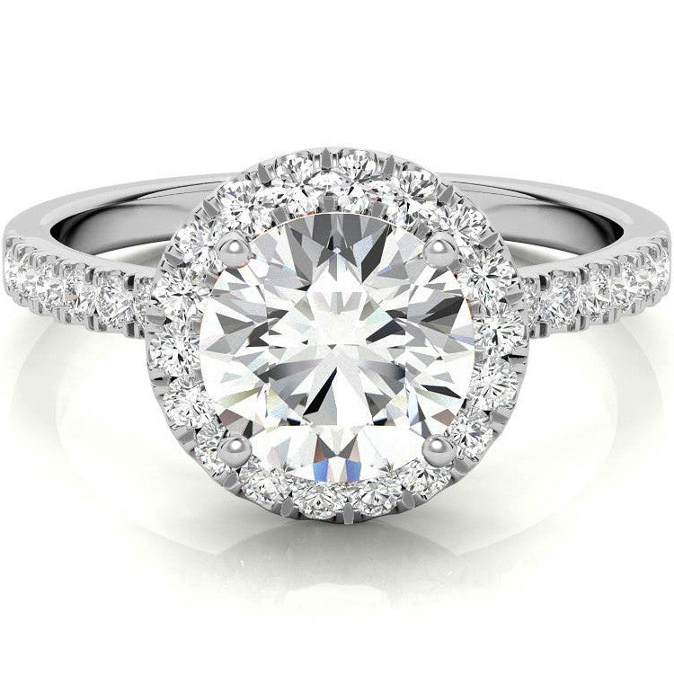 Classic Round Halo Moissanite Engagement Ring