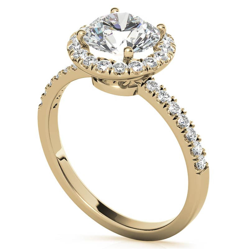 Classic Round Halo Moissanite Engagement Ring