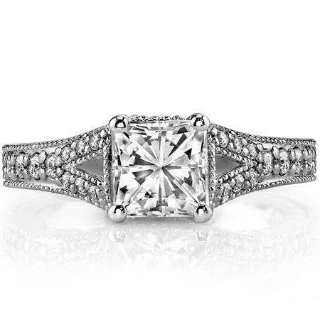 Antique Split Shank Princess cut Moissanite Engagement Ring
