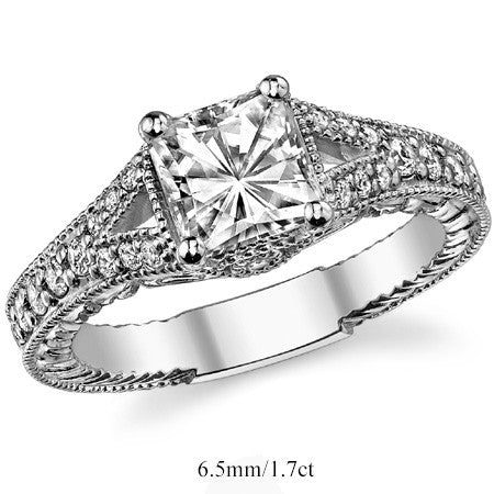 Antique Split Shank Princess cut Moissanite Engagement Ring
