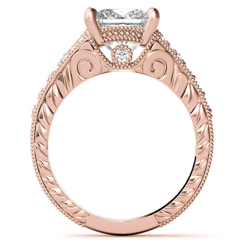 Antique Split Shank Princess cut Moissanite Engagement Ring