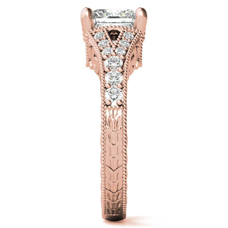 Antique Split Shank Princess cut Moissanite Engagement Ring