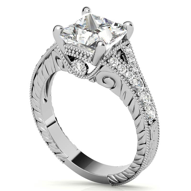 Antique Split Shank Princess cut Moissanite Engagement Ring
