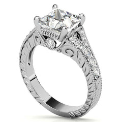 Antique Split Shank Princess cut Moissanite Engagement Ring