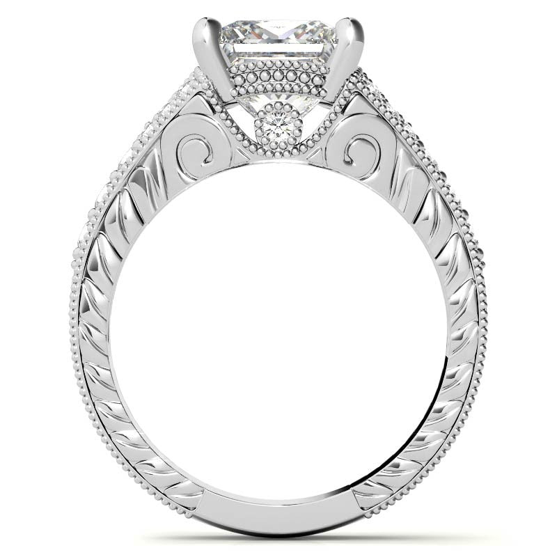 Antique Split Shank Princess cut Moissanite Engagement Ring