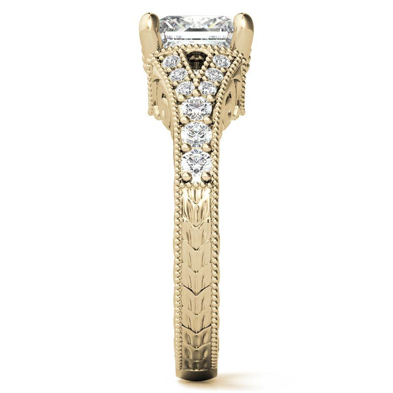 Antique Split Shank Princess cut Moissanite Engagement Ring