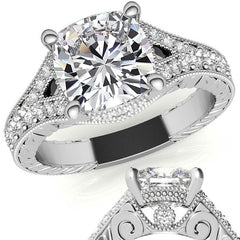 Antique Split Shank Cushion Moissanite Engagement Ring