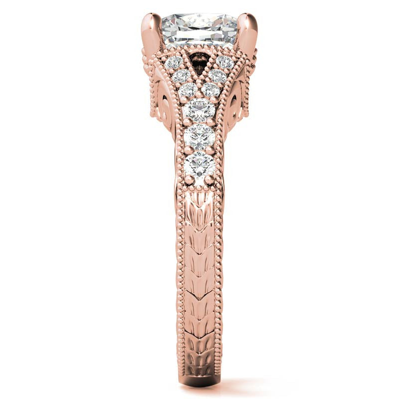 Antique Split Shank Cushion Moissanite Engagement Ring