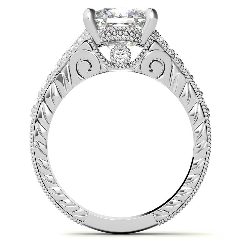 Antique Split Shank Cushion Moissanite Engagement Ring