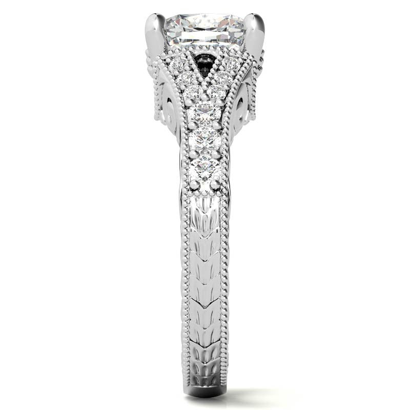 Antique Split Shank Cushion Moissanite Engagement Ring