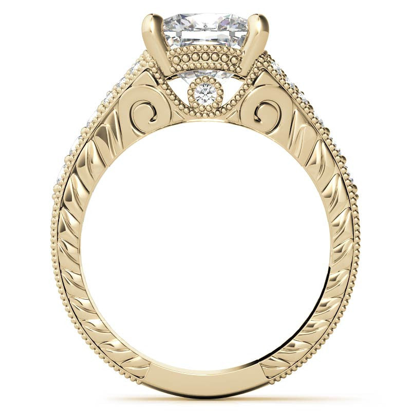 Antique Split Shank Cushion Moissanite Engagement Ring
