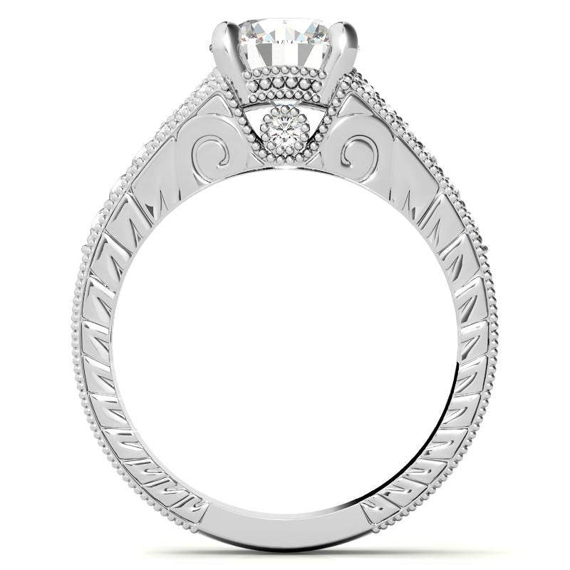 Antique Split Shank Round Brilliant Moissanite Engagement Ring