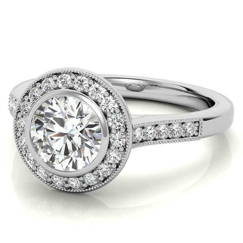 Round Legacy Halo Moissanite Engagement Ring