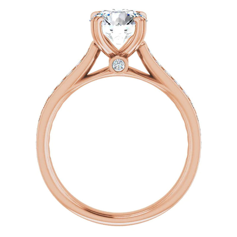 Double Prong Channel Set Moissanite Engagement Ring