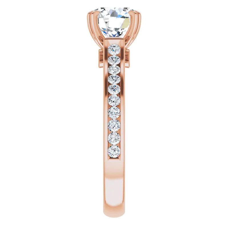 Double Prong Channel Set Moissanite Engagement Ring