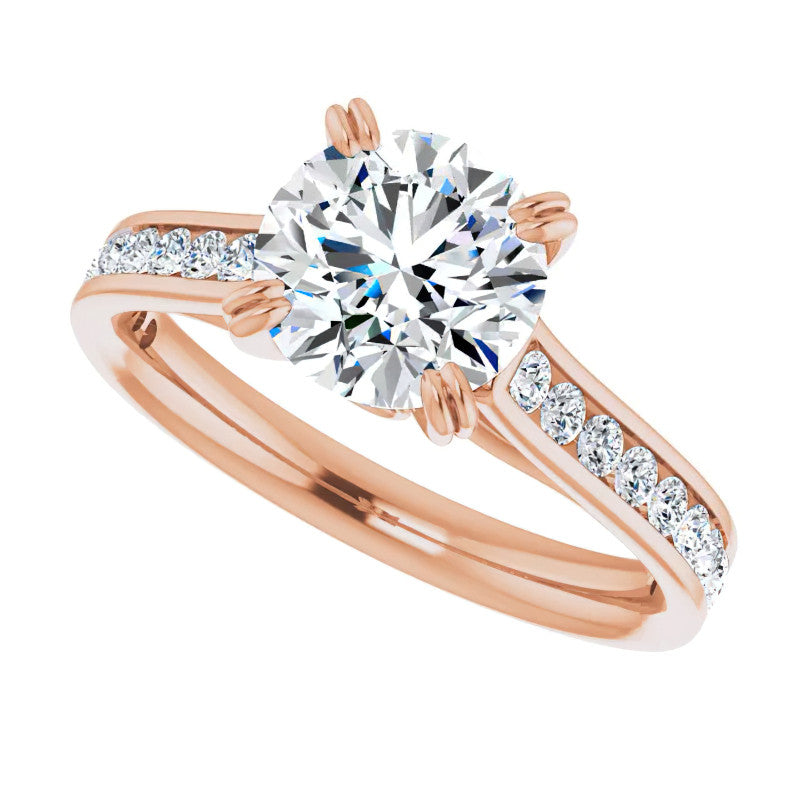 Double Prong Channel Set Moissanite Engagement Ring
