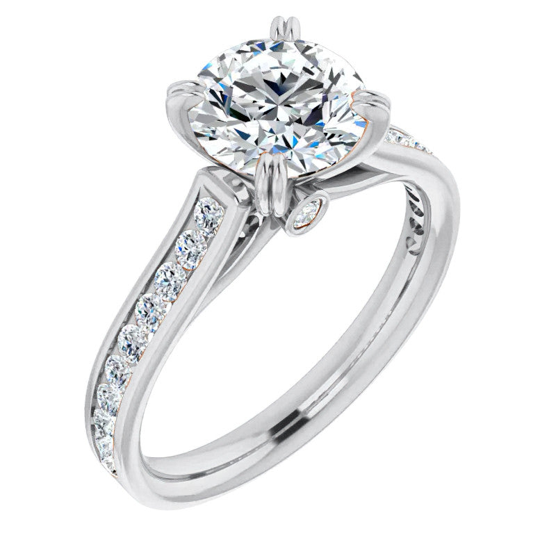 Double Prong Channel Set Moissanite Engagement Ring