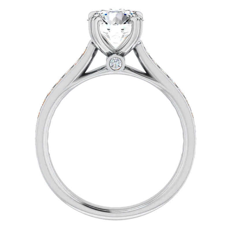 Double Prong Channel Set Moissanite Engagement Ring