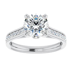 Double Prong Channel Set Moissanite Engagement Ring