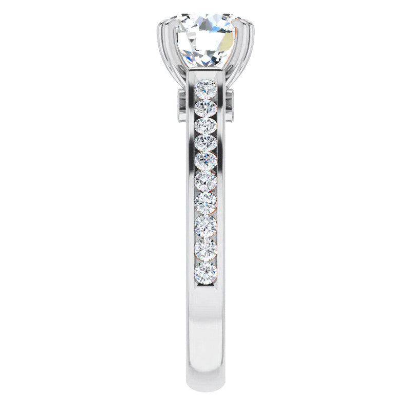Double Prong Channel Set Moissanite Engagement Ring