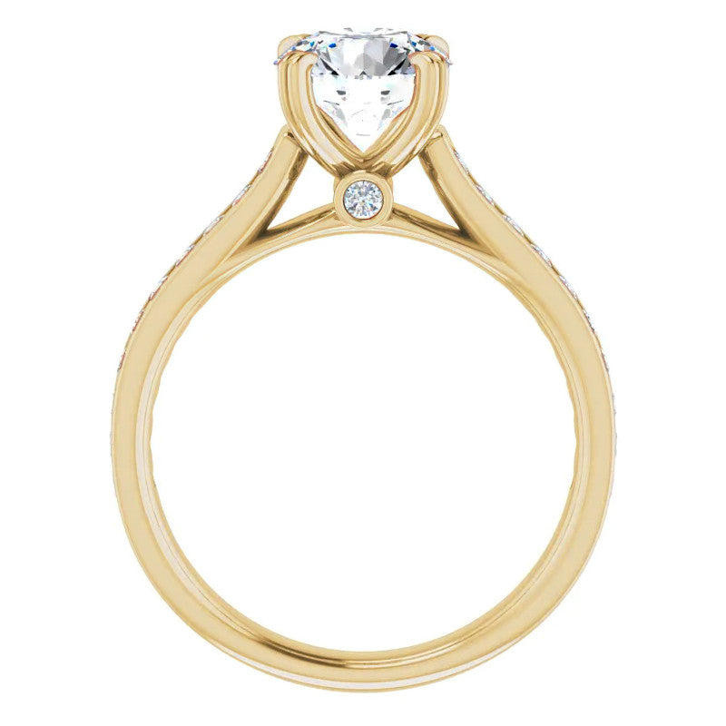 Double Prong Channel Set Moissanite Engagement Ring