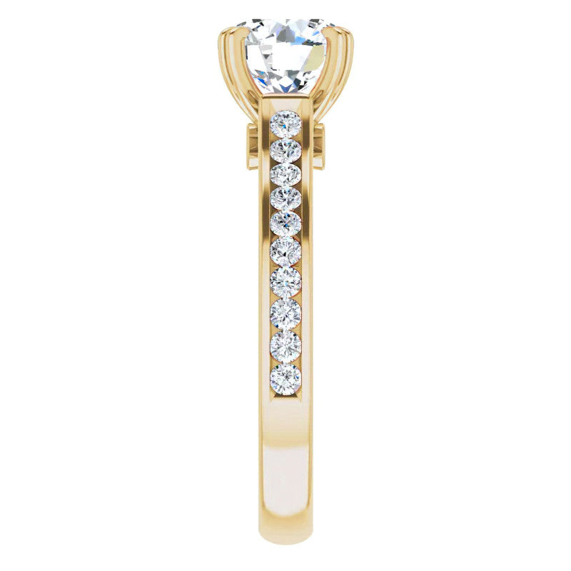 Double Prong Channel Set Moissanite Engagement Ring