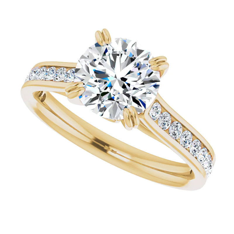 Double Prong Channel Set Moissanite Engagement Ring