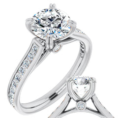 Double Prong Channel Set Moissanite Engagement Ring