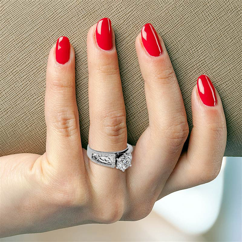 Moissanite & Diamond Celtic Style Engagement Ring