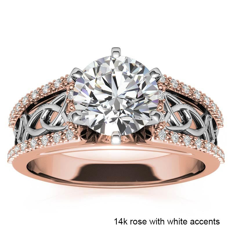 Moissanite & Diamond Celtic Style Engagement Ring