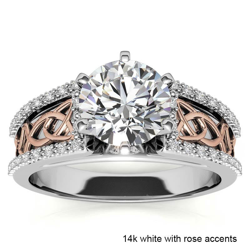 Moissanite & Diamond Celtic Style Engagement Ring