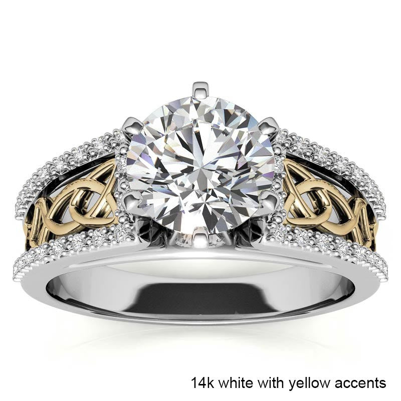 Moissanite & Diamond Celtic Style Engagement Ring