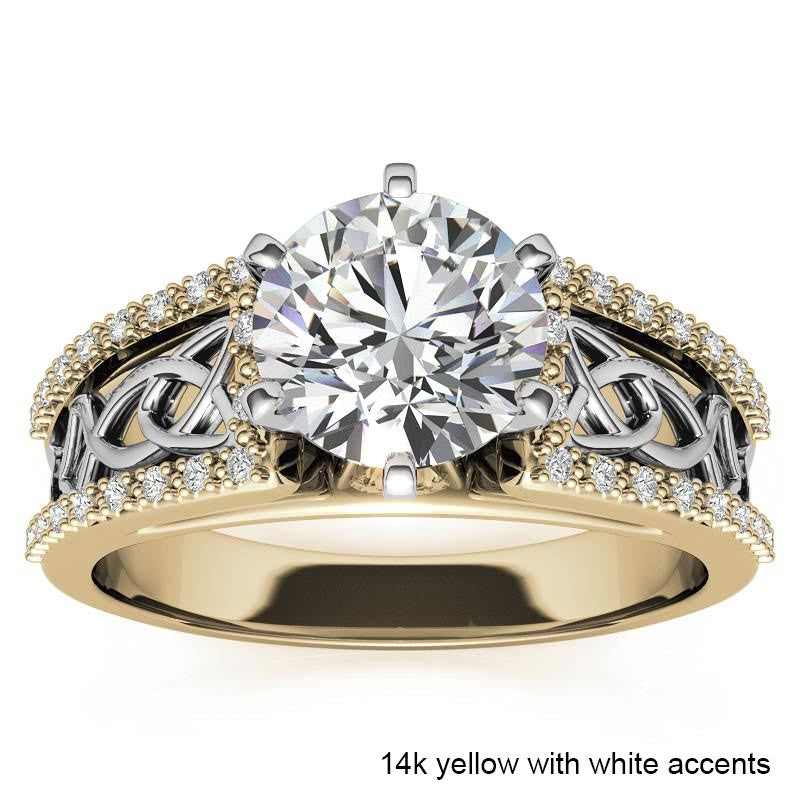 Moissanite & Diamond Celtic Style Engagement Ring