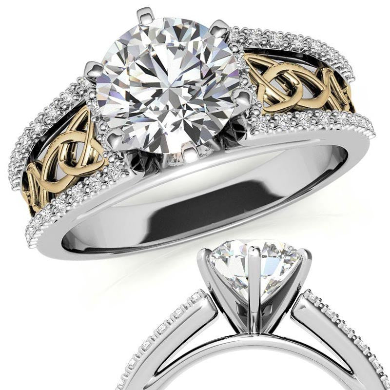 Moissanite & Diamond Celtic Style Engagement Ring