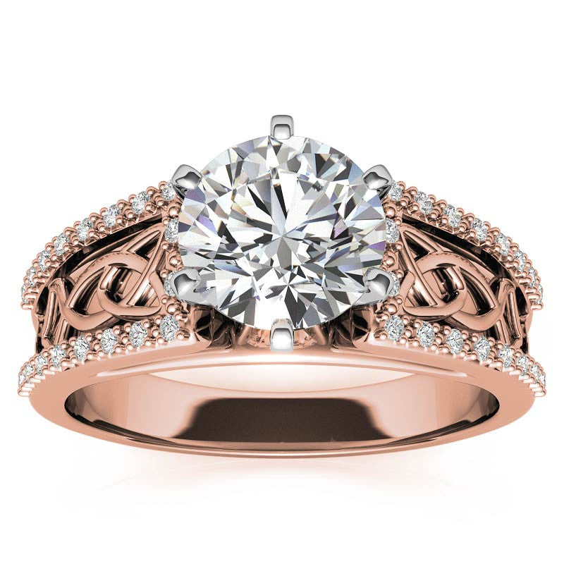 Moissanite & Diamond Celtic Style Engagement Ring