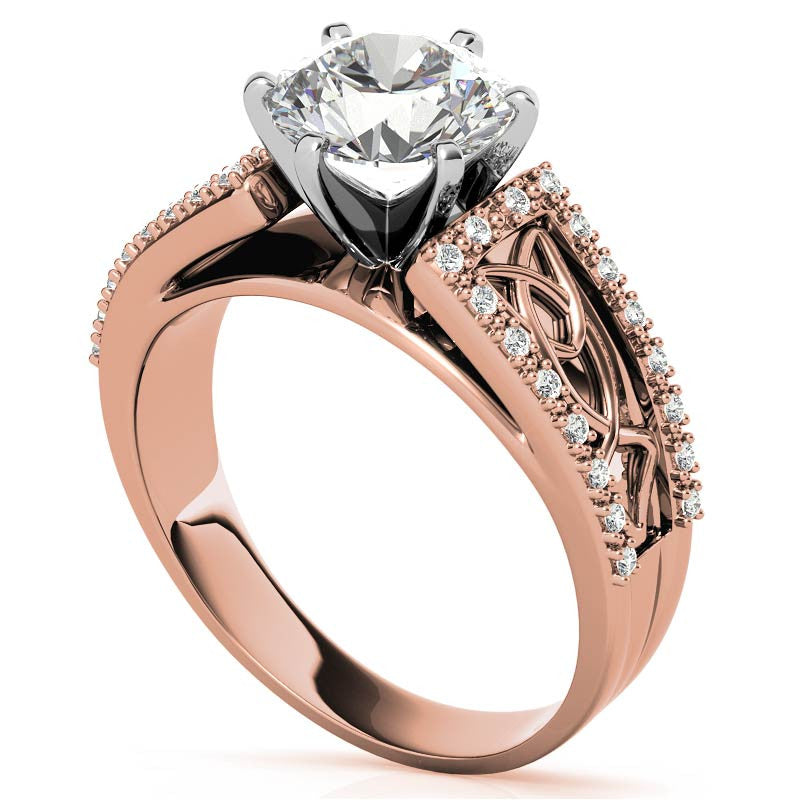 Moissanite & Diamond Celtic Style Engagement Ring