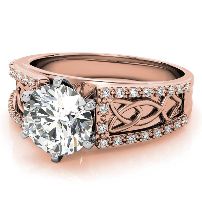 Moissanite & Diamond Celtic Style Engagement Ring