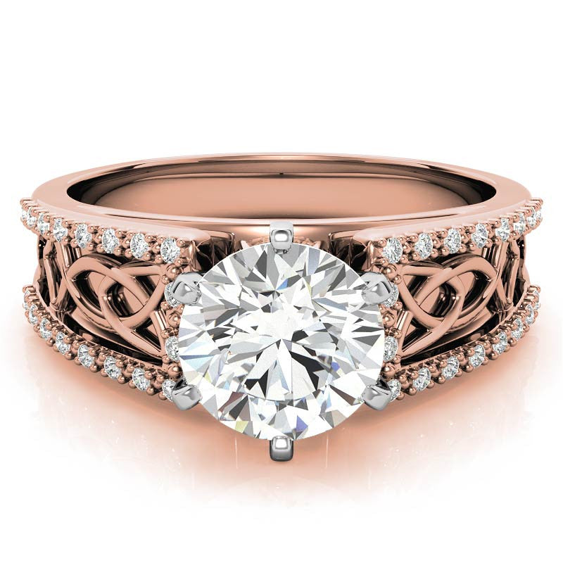 Moissanite & Diamond Celtic Style Engagement Ring