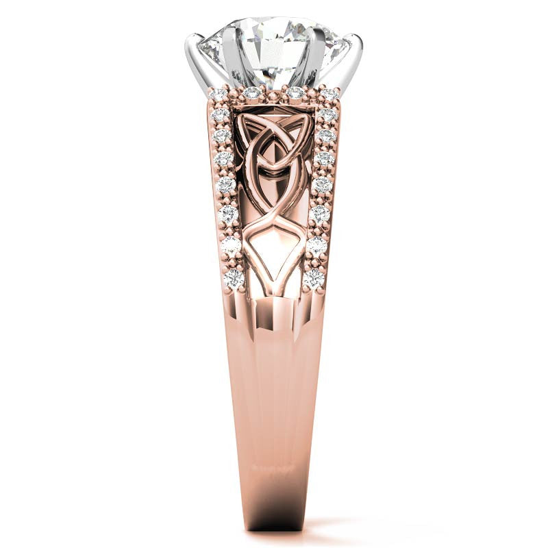 Moissanite & Diamond Celtic Style Engagement Ring